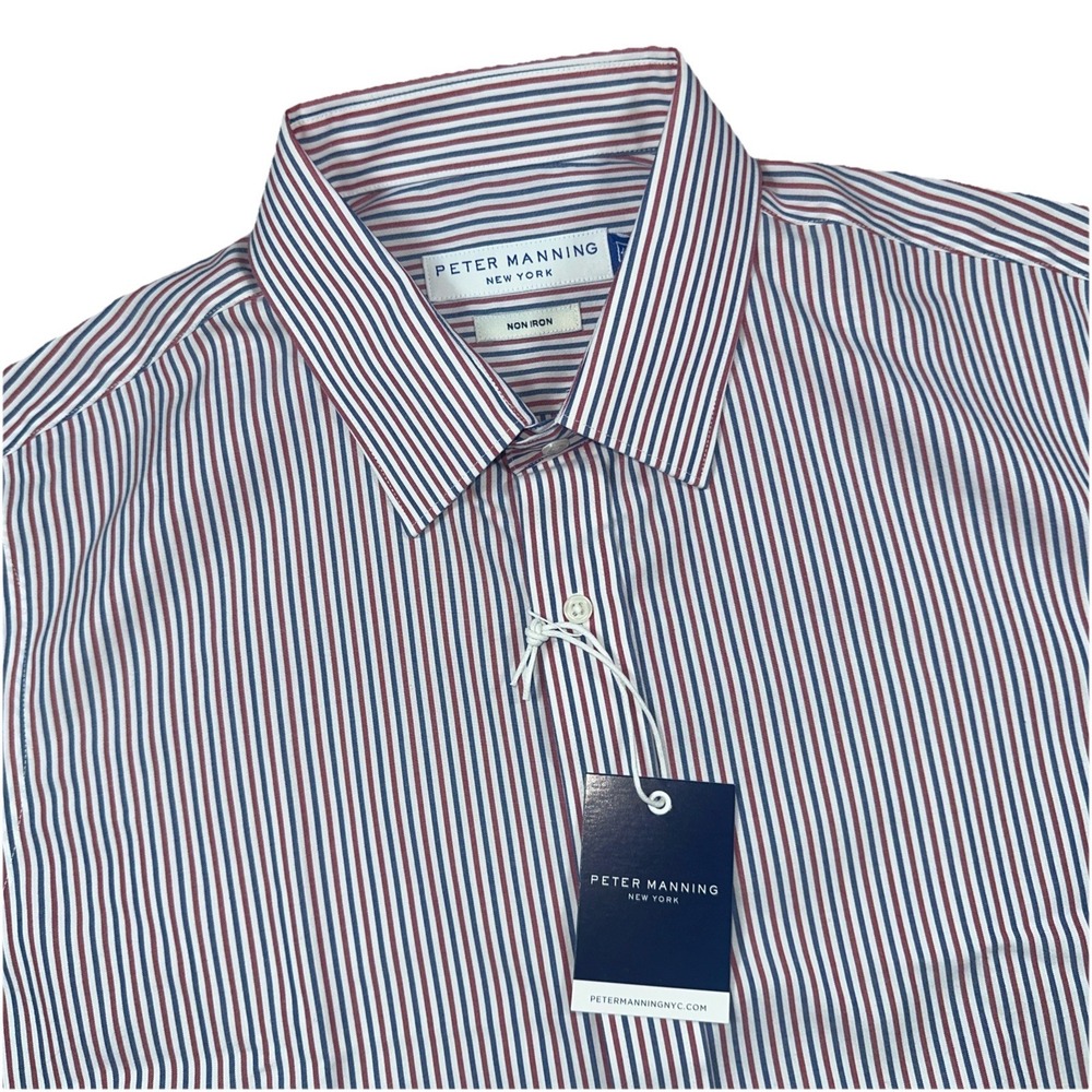 NWT Peter Manning Shirt Mens 4X Button Up Striped Long Sleeve Casual Preppy